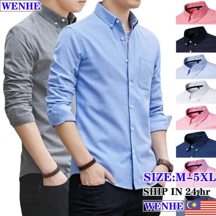 Plus size casual men cotton solid shirt summer color