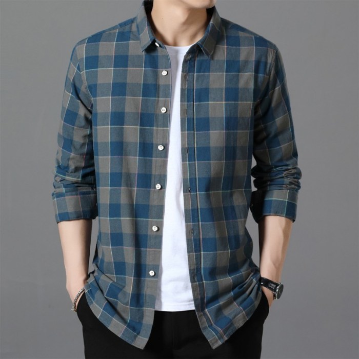 Mens black and white plaid dress shirt