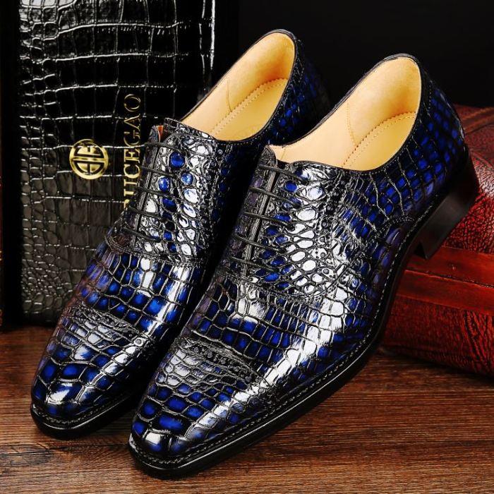 Mens dress shoes with blue laces