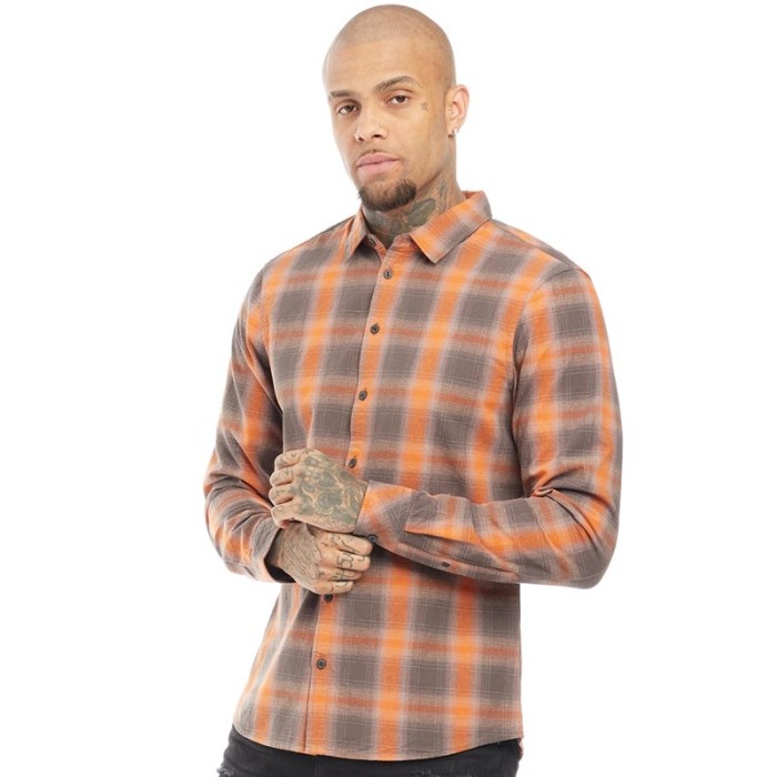 Mens orange dress shirt long sleeve